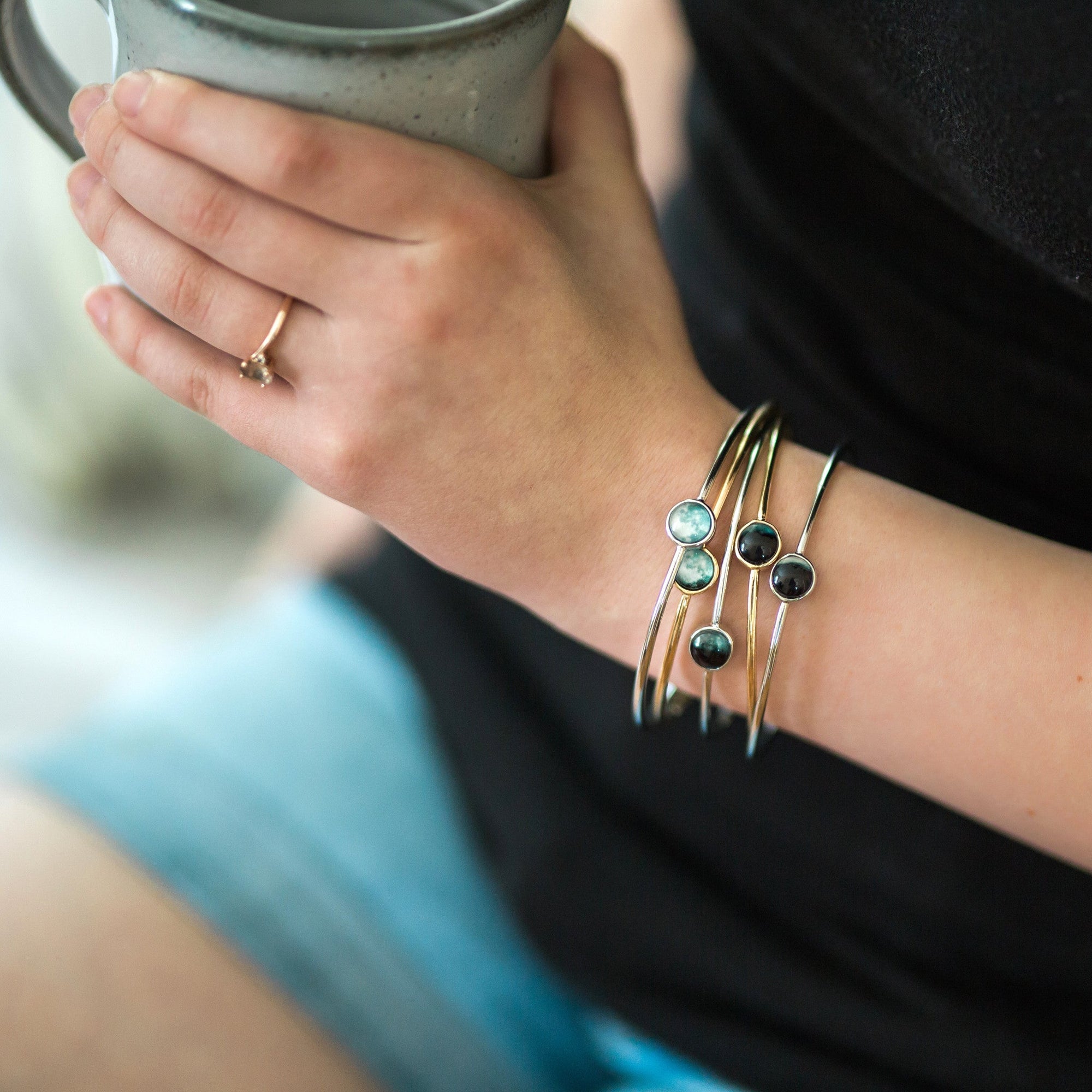 CLEARANCE Moon Phase Stacked Bangle Set