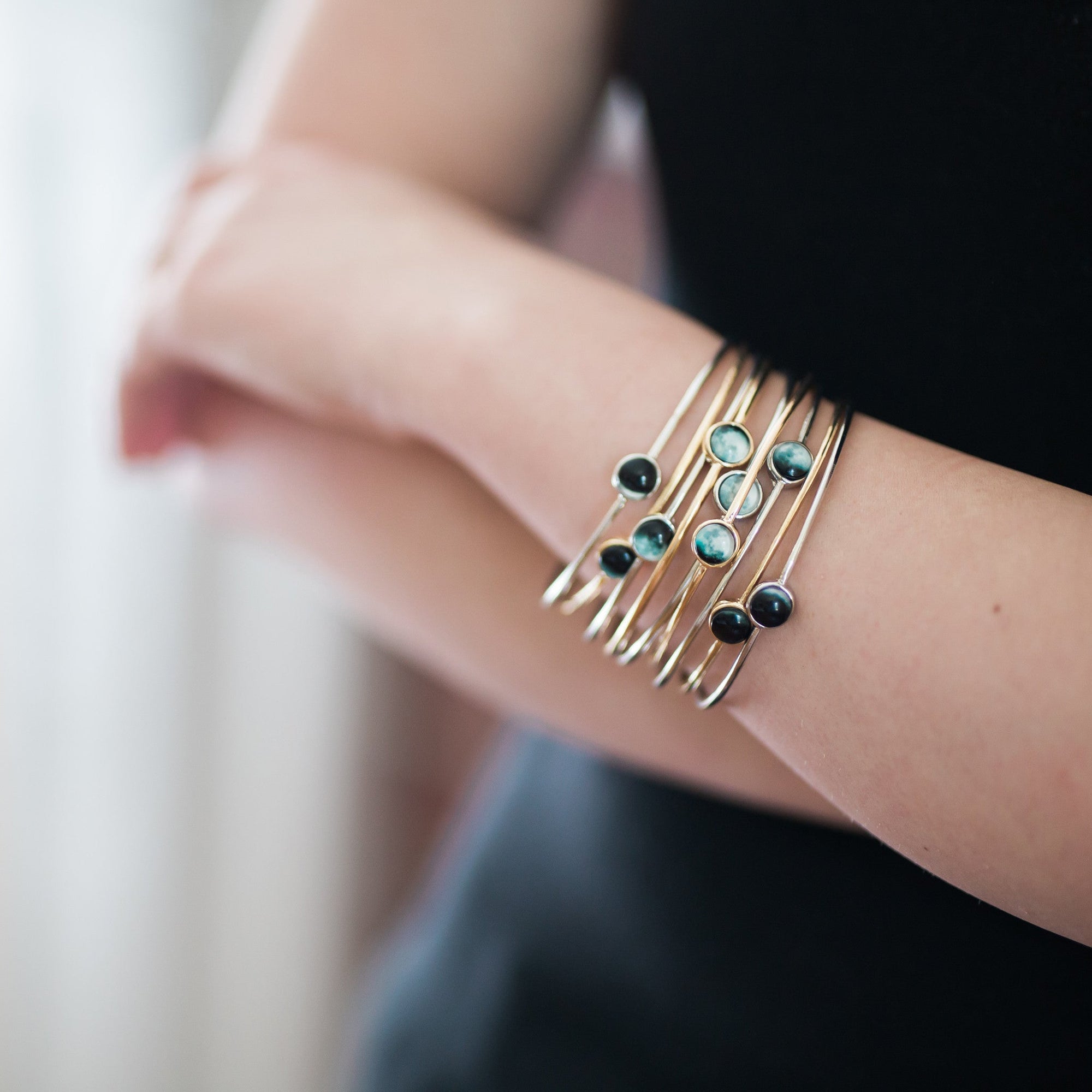 CLEARANCE Moon Phase Stacked Bangle Set